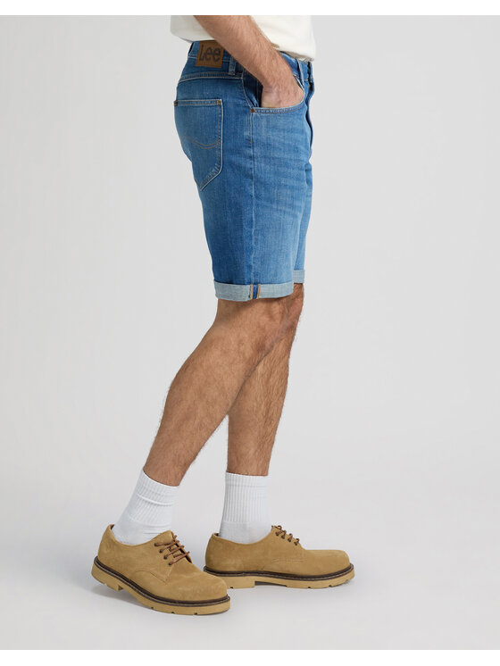 Lee Lee Szorty jeansowe 5 POCKET SHORT Niebieski Straight Leg