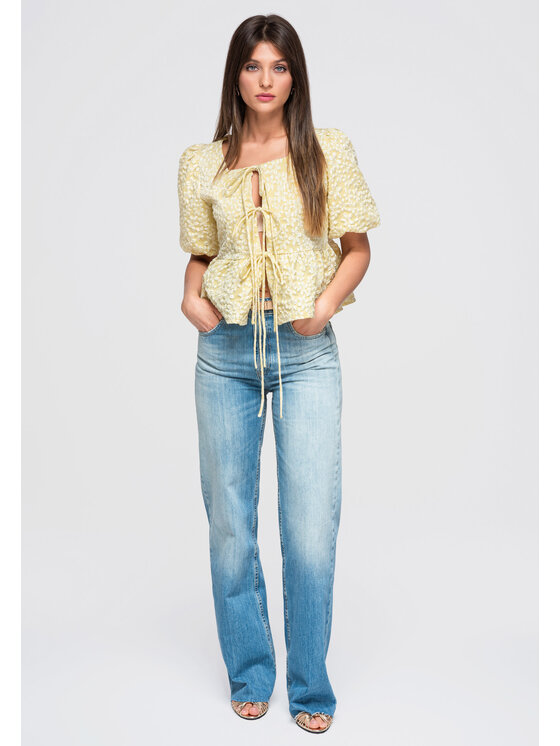 Ombre Ombre Bluzka OW-TS-E0048 Żółty Regular Fit