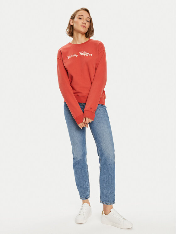 Tommy Hilfiger Tommy Hilfiger Pulóver Modern Script WW0WW42615 Piros Regular Fit