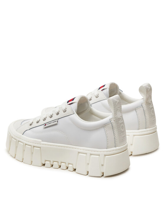 Tommy Jeans Tommy Jeans Sneakersy Tjw Vulc Flatform Lc Mix Media EN0EN02569 Écru
