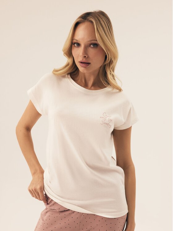 Esotiq Esotiq Piżama 42404 Biały Regular Fit