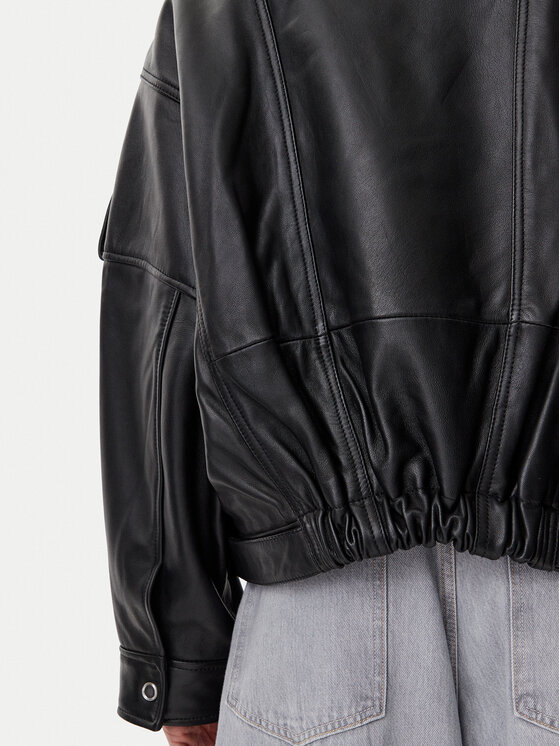 PINKO PINKO Kožená bunda Confine 104877 A21L Čierna Regular Fit