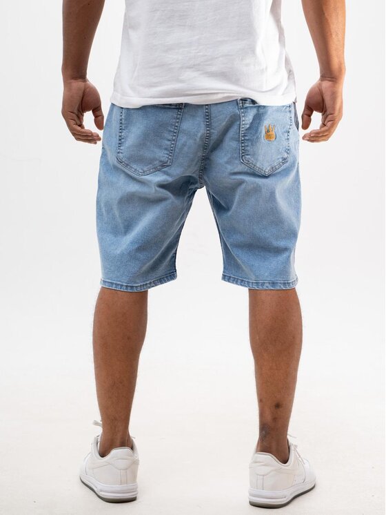 Jigga Wear Jigga Wear Szorty jeansowe Krótkie Spodenki Luźne Obszerne jasne błękitne lazurowe L Niebieski Baggy Fit