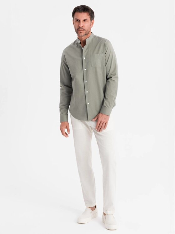 Ombre Ombre Koszula OM-SHCS-0161 Khaki Regular Fit
