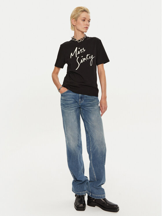 Miss Sixty Miss Sixty T-Shirt 6L3SJ3780000 Czarny Regular Fit