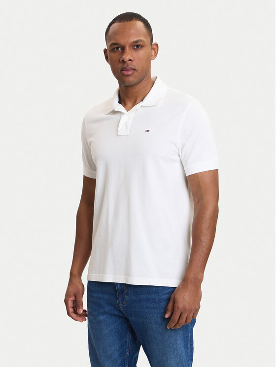 Tommy Jeans Tricou polo DM0DM22711 Alb Regular Fit