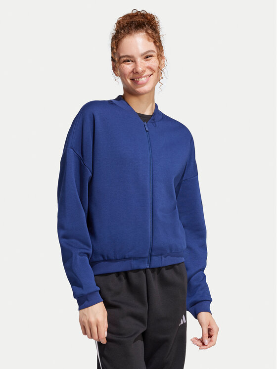adidas adidas Bluză Essentials Contemporary Logo JD9968 Bleumarin Loose Fit