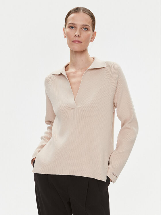 Calvin Klein Sveter Essential K20K206019 Béžová Relaxed Fit