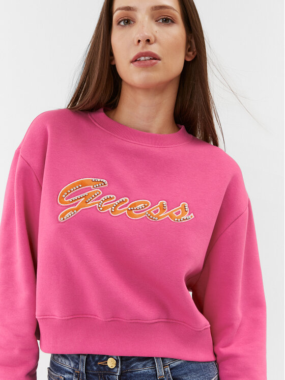 Guess Guess Bluza W3BQ13 KB681 Różowy Regular Fit
