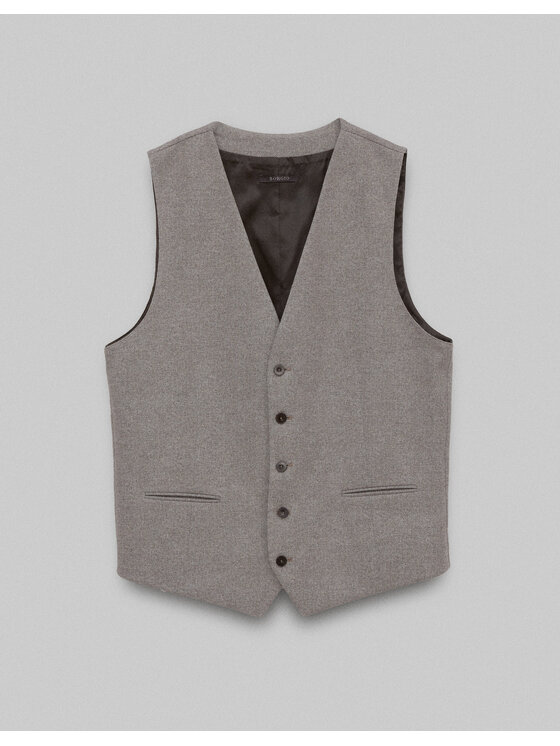 Borgio Borgio Kamizelka garniturowa Assoro Beżowy Slim Fit