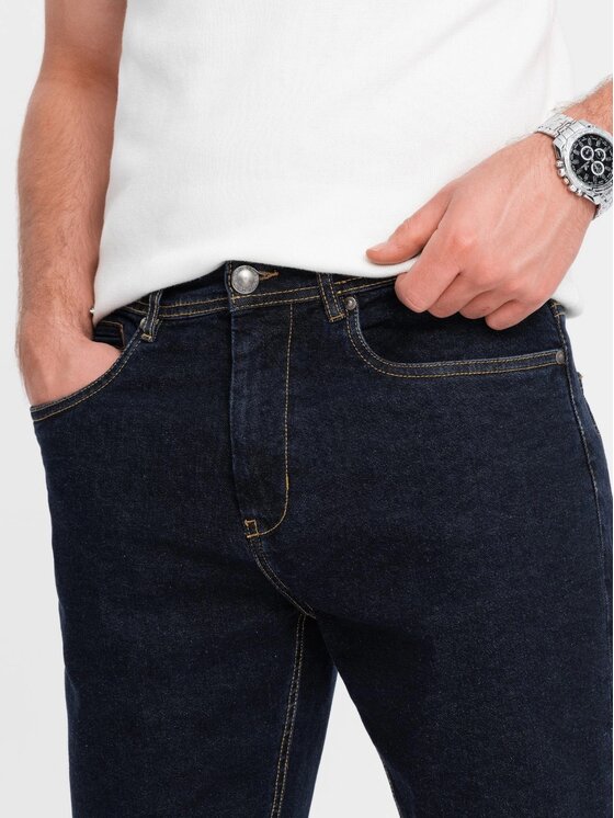 Ombre Ombre Džínové šortky OM-SRDS-0134 Tmavomodrá Regular Fit