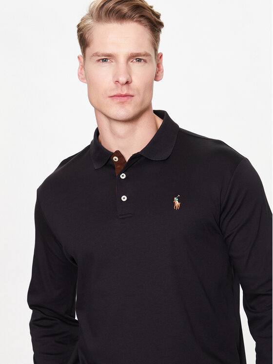 Polo Ralph Lauren Polo Ralph Lauren Тениска с яка и копчета 710671785002 Черен Slim Fit