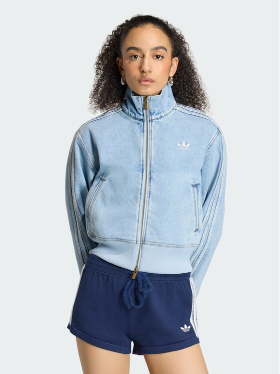 adidas adidas Džinsinė striukė Firebird KQ6492 Mėlyna Slim Fit