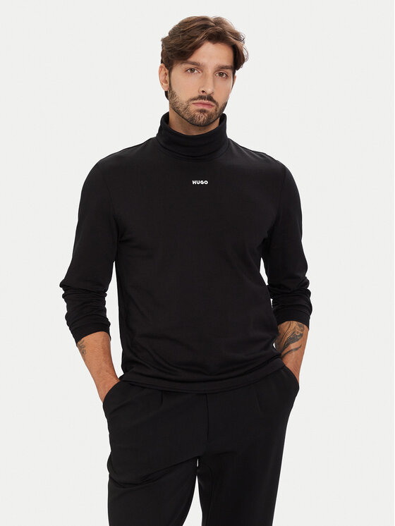 HUGO HUGO Bluză cu gât Daporollo 50547372 Negru Regular Fit
