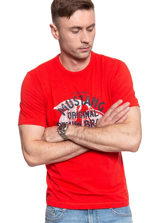 Mustang Mustang T-Shirt ALEX C PRINT Czerwony Regular Fit