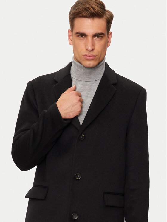 Calvin Klein Calvin Klein Płaszcz wełniany K10K113664 Czarny Regular Fit