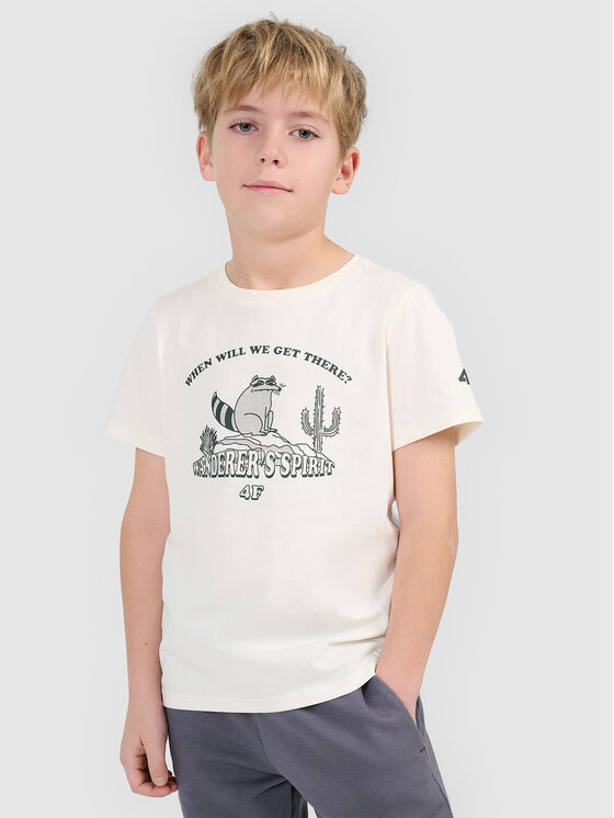 4F 4F T-Shirt HIKING TRIP Biały Regular Fit
