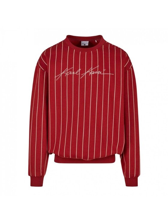 Karl Kani Karl Kani Felpa AUTOGRAPH PINSTRIPE SWEAT OS CREWNECK Rosso Regular Fit