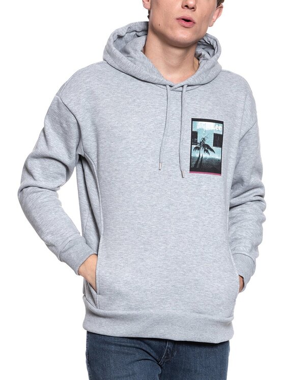 Lee Lee Felpa GRAPHIC RELAXED HOOD Grigio Regular Fit