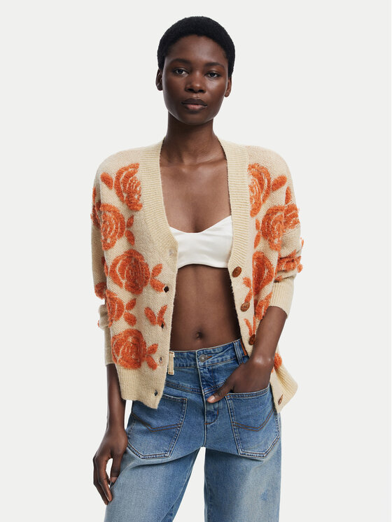 Desigual Desigual Кардиган Carter 25WWJF22 Бежов Relaxed Fit