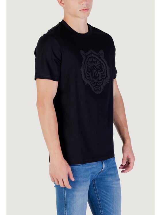 Antony Morato Antony Morato T-Shirt STUTTGART REGULAR FIT WITH PRISM SHAPE RUBBER TIGER PRINT Μαύρο Regular Fit