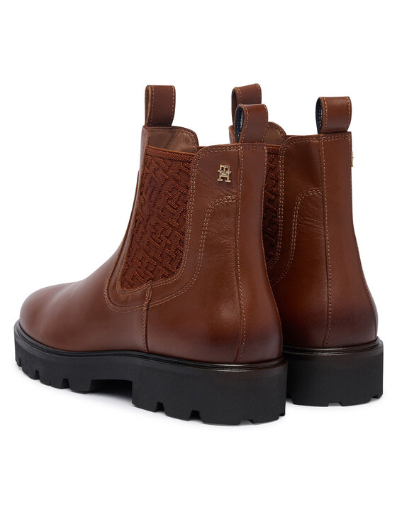 Tommy Hilfiger Tommy Hilfiger Štibletai Th Monogram Leather Chelsea Boot FW0FW09562 Ruda