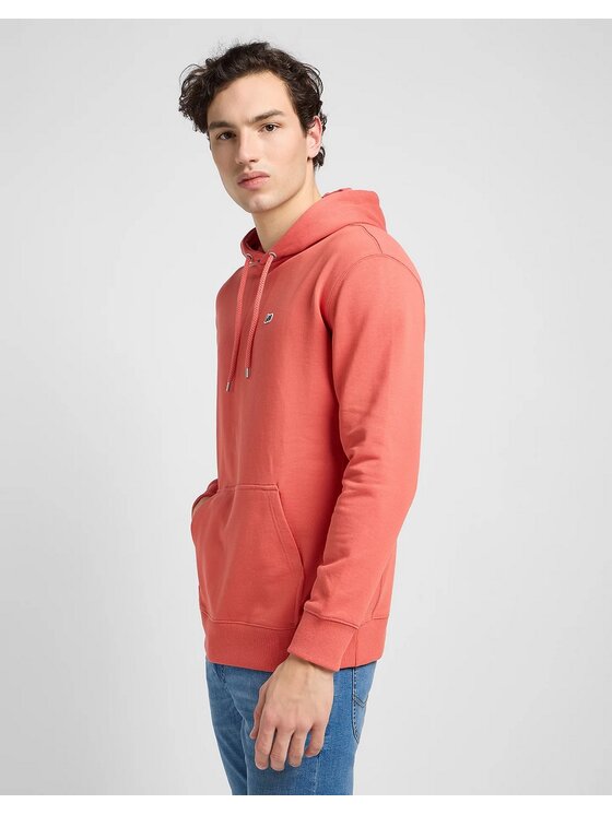 Lee Lee Bluza Plain Hoodie Poppy Pomarańczowy Regular Fit