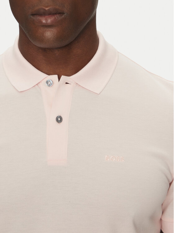 BOSS BOSS Тениска с яка и копчета Pallas 50468362 Розов Regular Fit