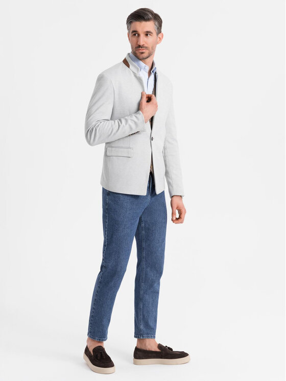 Ombre Ombre Marynarka OM-BLZB-0131 Szary Regular Fit