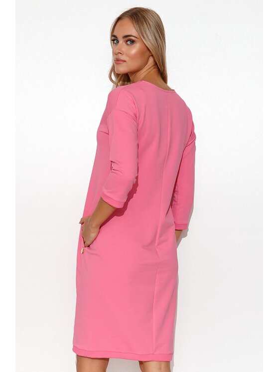Makadamia Makadamia Sukienka codzienna M779 Różowy Comfort Fit