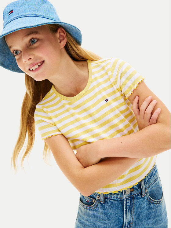 Tommy Hilfiger Tommy Hilfiger T-shirt KG0KG08590 Giallo chiaro Slim Fit