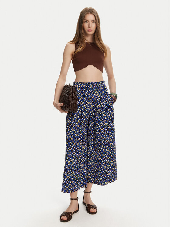 Weekend Max Mara Weekend Max Mara Pantaloni culotte Virgin 2515131102 Blu Relaxed Fit