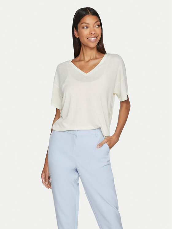 Vila Vila T-shirt Abella 14089540 Bijela Relaxed Fit