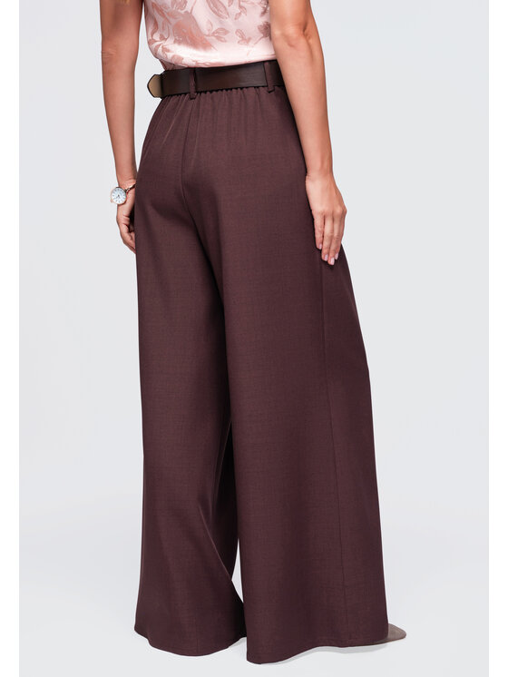 Ombre Ombre Spodnie materiałowe OW-PA-E0019 Brązowy Relaxed Fit