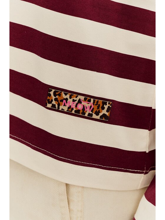 NAOKO NAOKO Longsleeve Meow Bordowy Regular Fit
