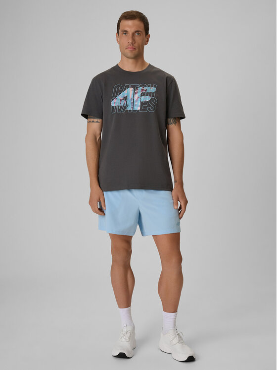 4F 4F T-Shirt CATCH THE WAVE Szary ciemny Regular Fit