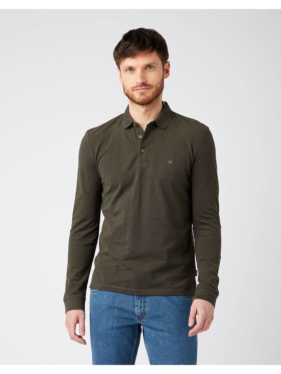 Wrangler Wrangler T-shirt LS REFINED POLO Verde Regular Fit