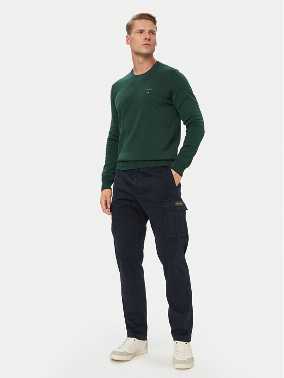 Aeronautica Militare Aeronautica Militare Sweter 262MA1631UL00506 Zielony Regular Fit