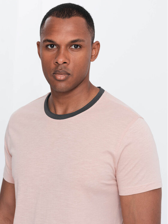 Ombre Ombre T-Shirt OM-TSCT-22SS-004 Růžová Regular Fit