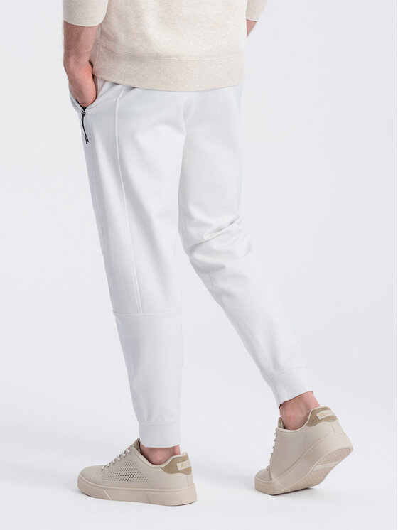 Ombre Ombre Spodnie dresowe OM-PASK-0142 Biały Regular Fit