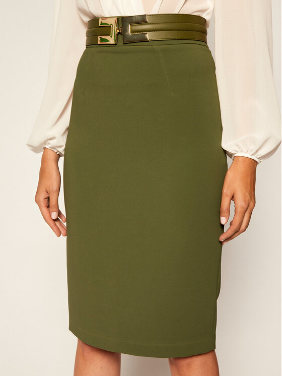 Elisabetta Franchi Gonna a matita GO 425 06E2 V269 Verde Regular Fit