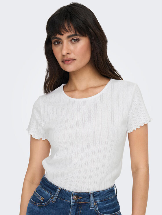 ONLY ONLY T-särk Carlotta 15256154 Valge Tight Fit
