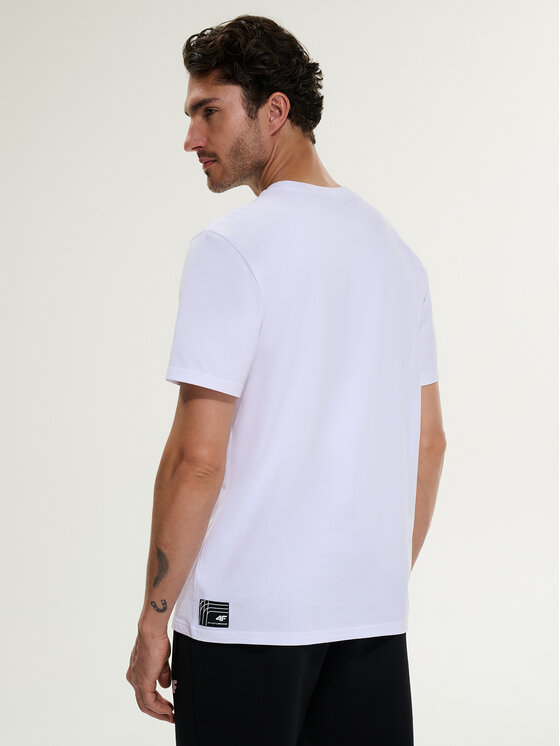 4F 4F T-Shirt MONOCHROME MOVEMENT Biały Regular Fit
