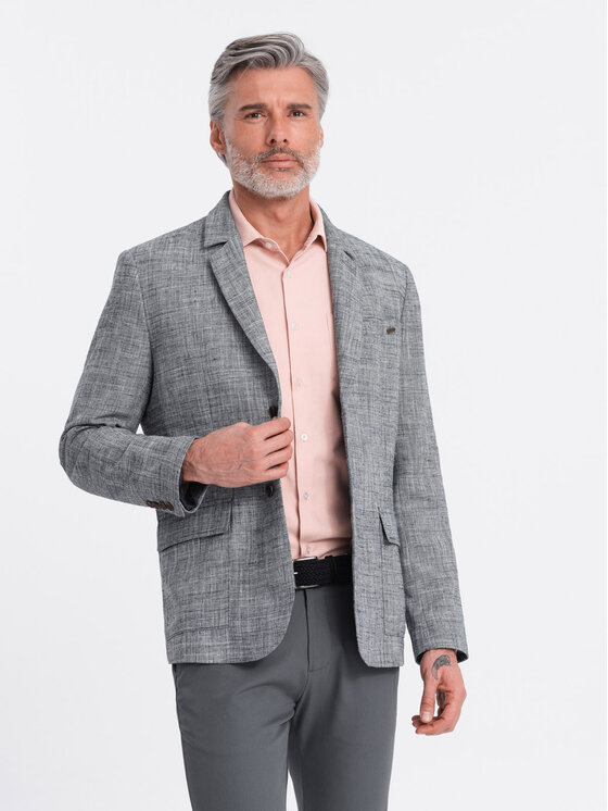 Ombre Ombre Sako OM-BLZB-0128 Šedá Regular Fit