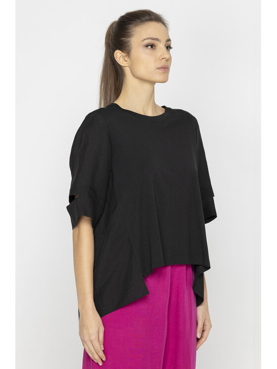 Deni Cler Milano Deni Cler Milano Bluzka T-DC-T206-E2-10-90-1 Czarny Oversize