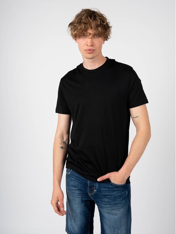 Les Hommes Les Hommes T-Shirt LS234335-469U | Back Lable Černá Regular Fit