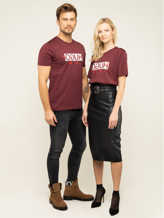 HUGO Hugo T-Shirt Unisex Dicagolino 201 Dunkelrot Regular Fit