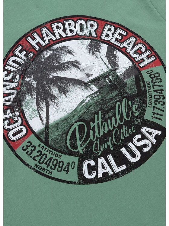 PITBULL PITBULL T-Shirt Koszulka Zielony Regular Fit