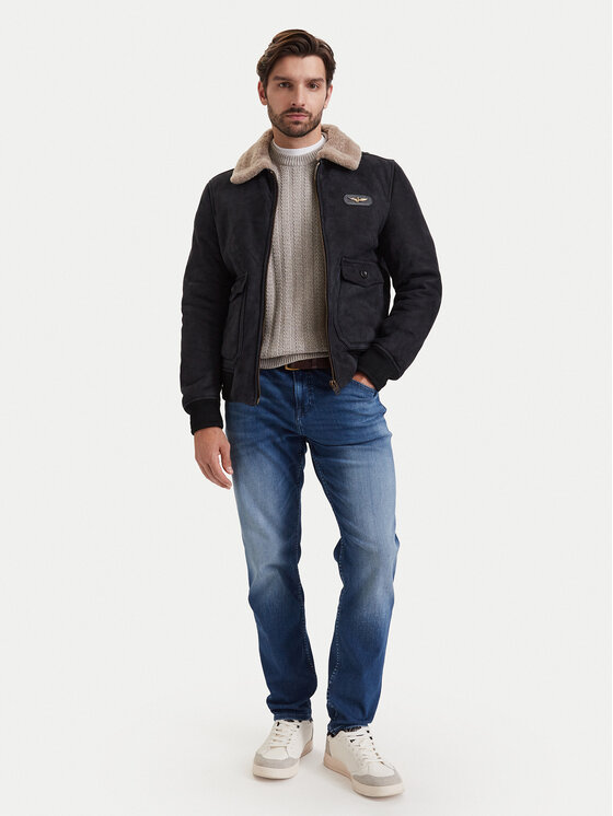 Aeronautica Militare Aeronautica Militare Lederjacke 262PN0167U100876 Schwarz Regular Fit