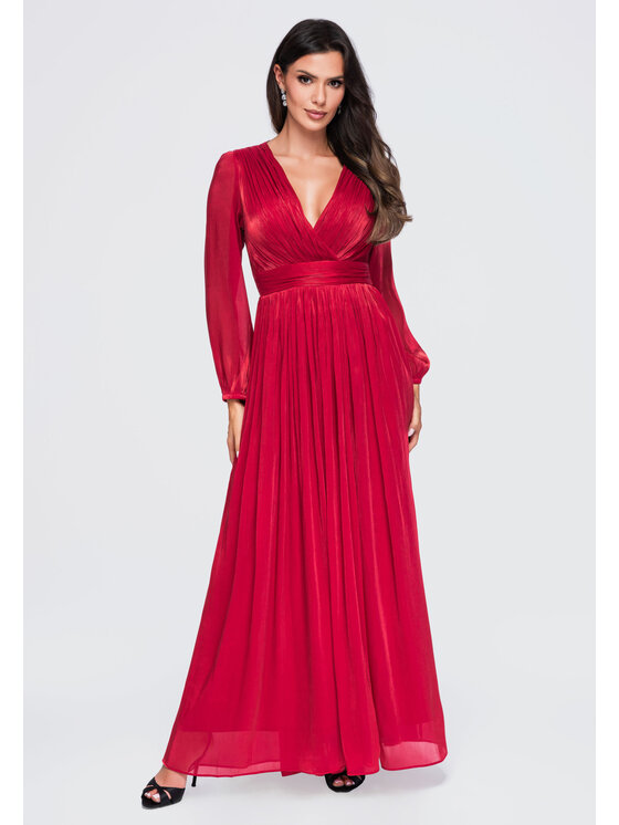 Ombre Ombre Sukienka wieczorowa LA-OM-DLR418 Czerwony Regular Fit